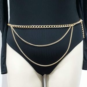 Adjustable Layered gold chain belt